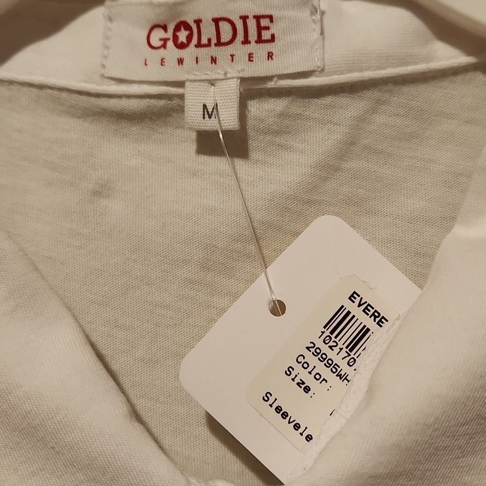 ❤️ NWT! GOLDIE LEWINTER PIMA COTTON SLEEVELESS BUTTON DOWN TOP, MEDIUM - Picture 3 of 6
